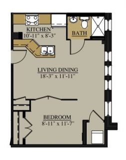 Studio / 1 Bath / 480 sq ft / Deposit: $1,105 / Contact Us for Pricing as there are several unique styles.